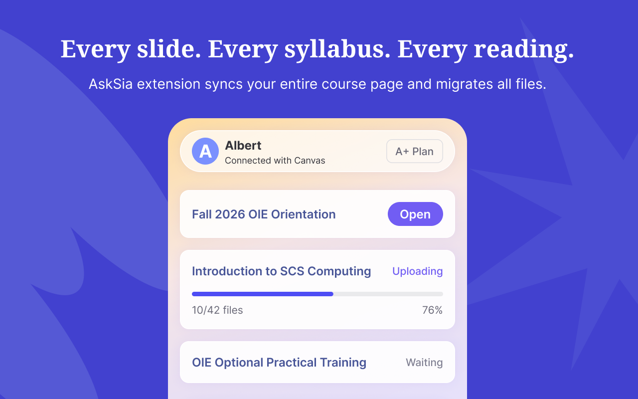 AskSia library with synced BIO 101 course